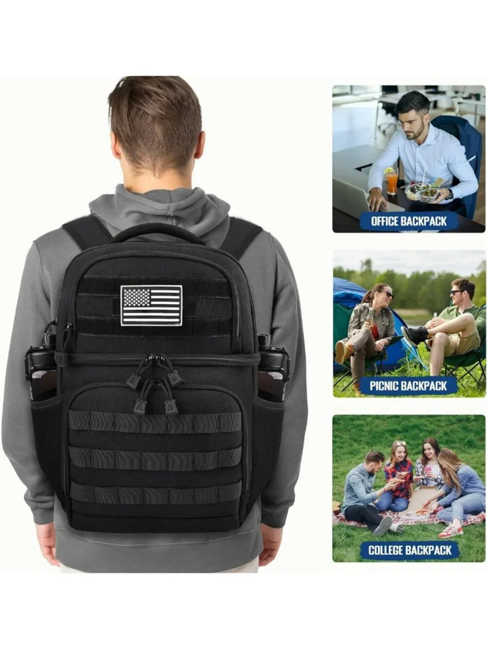 Tactical Insulated Lunch Backpack for Men, Double Deck Cooler & Leakproof Design